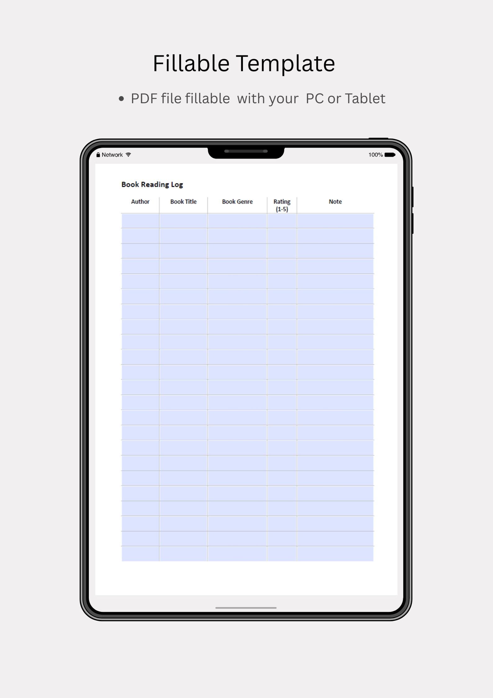 Printable Fillable Book Reading Log | A4 PDF Planner Insert - Etsy