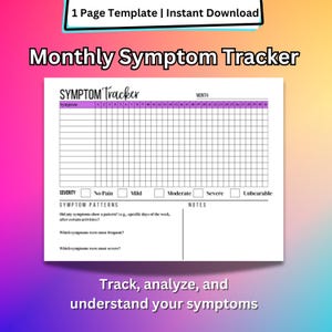 Undated Symptom Tracker PDF | Printable & Digital Health Tracker for Daily Symptom Logging | Use in Note-Taking Apps | Self-Care Tool