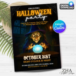 Witch Halloween Party Invitation, Spooktacular Night Invite, Costume Party evite