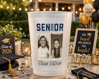 Senior 2026 Photo Graduation Cup | Personalized Before After Grad Gift | Custom Name Cup | High School Grad Party Favor