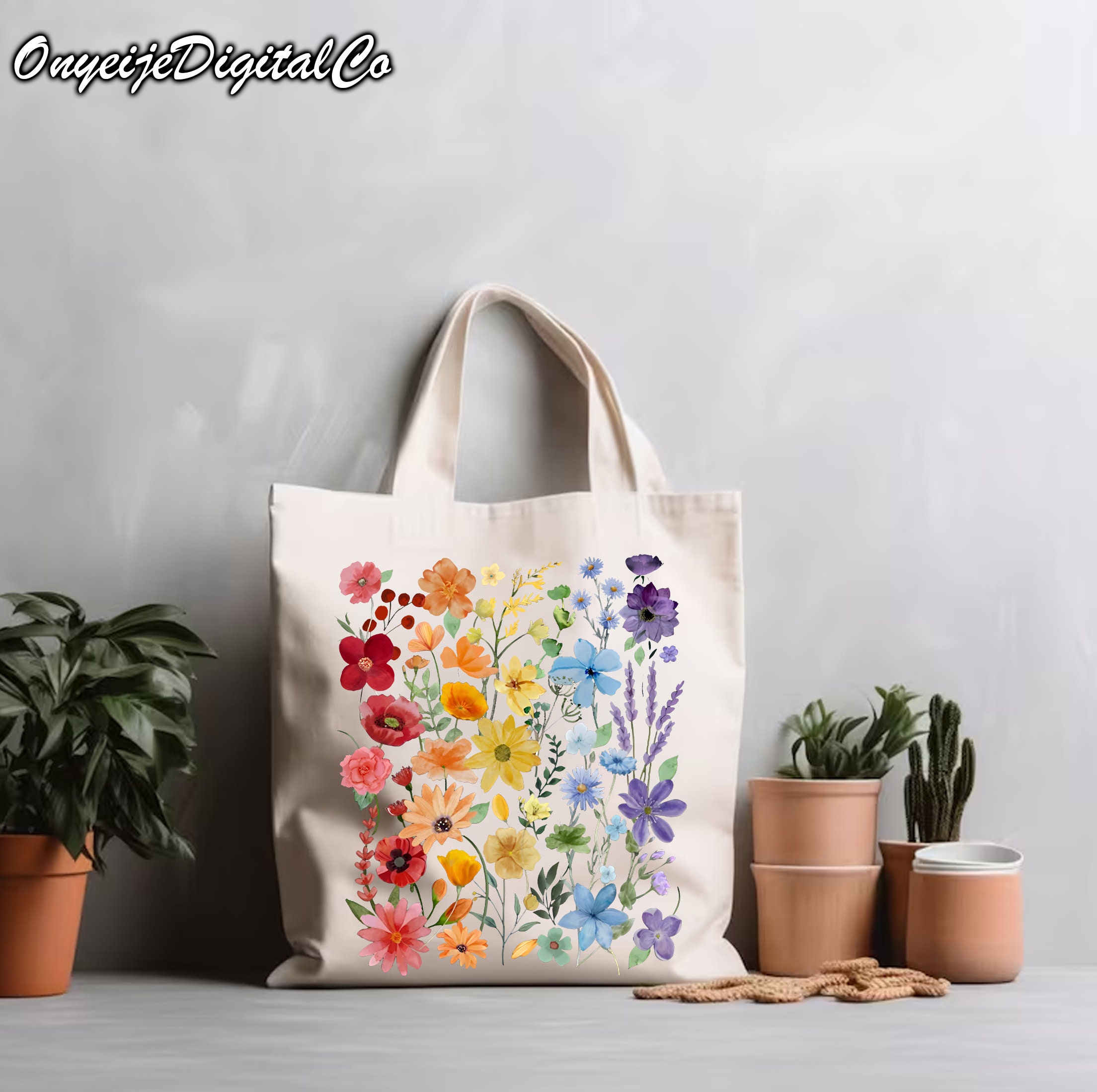Floral Tote Bag Wildflower Totes Canvas Tote Bag Shopping Etsy Australia