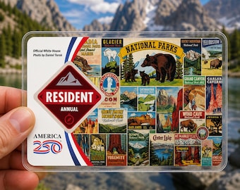 Custodia vintage per abbonamento ai parchi nazionali / Protezione per abbonamento America the Beautiful