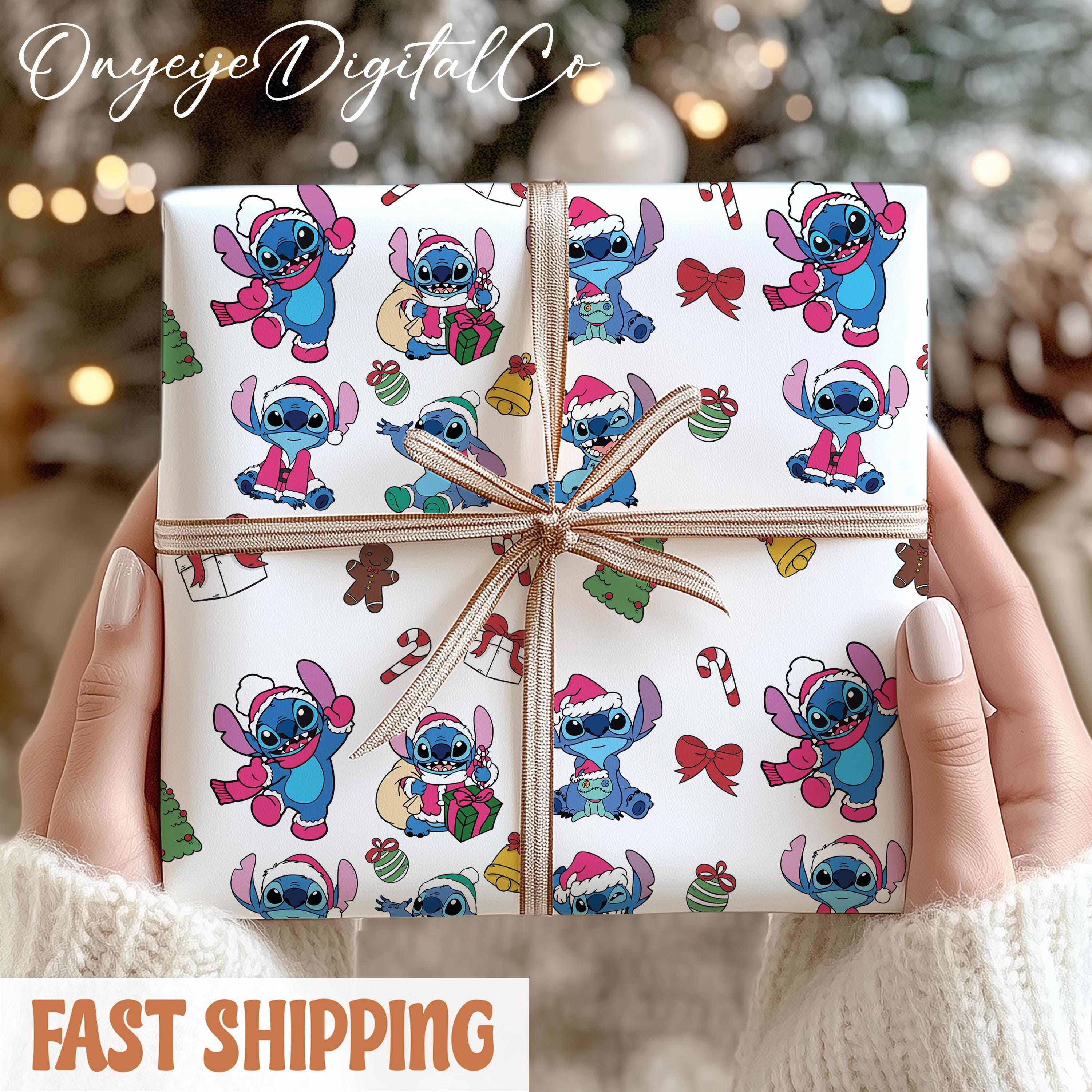 Discover Retro Stitch Christmas Wrapping Paper  Merry Stitchmas Disney Gift Wrap