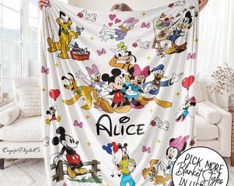 Manta personalizada de Disney Mickey y sus amigos: regalo para baby shower con nombre personalizado
