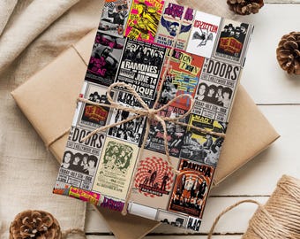 Vintage Punk Rock Band Wrapping Paper – Alternative Music Christmas Gift Wrap