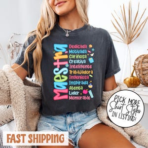 Comfort Colors® Maestra Teacher Shirt, Spanish Teacher T-Shirt, Bilingual Teacher Gift, Dual Language T-Shirt, Maestra Bilingüe Shirt