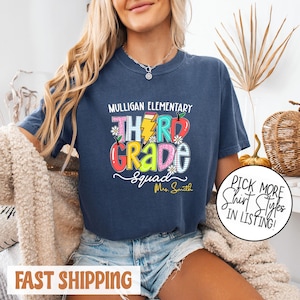 Custom Third Grade Teacher Shirt, Comfort Colors Teacher Shirt, Personalized Teacher T-shirt, Teacher Back to School Shirt, New Teacher Gift