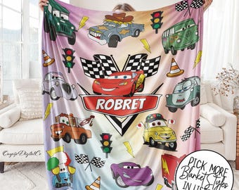 Personalisierte Disney Cars Lightning McQueen Decke - Wunschname Kindergeschenk