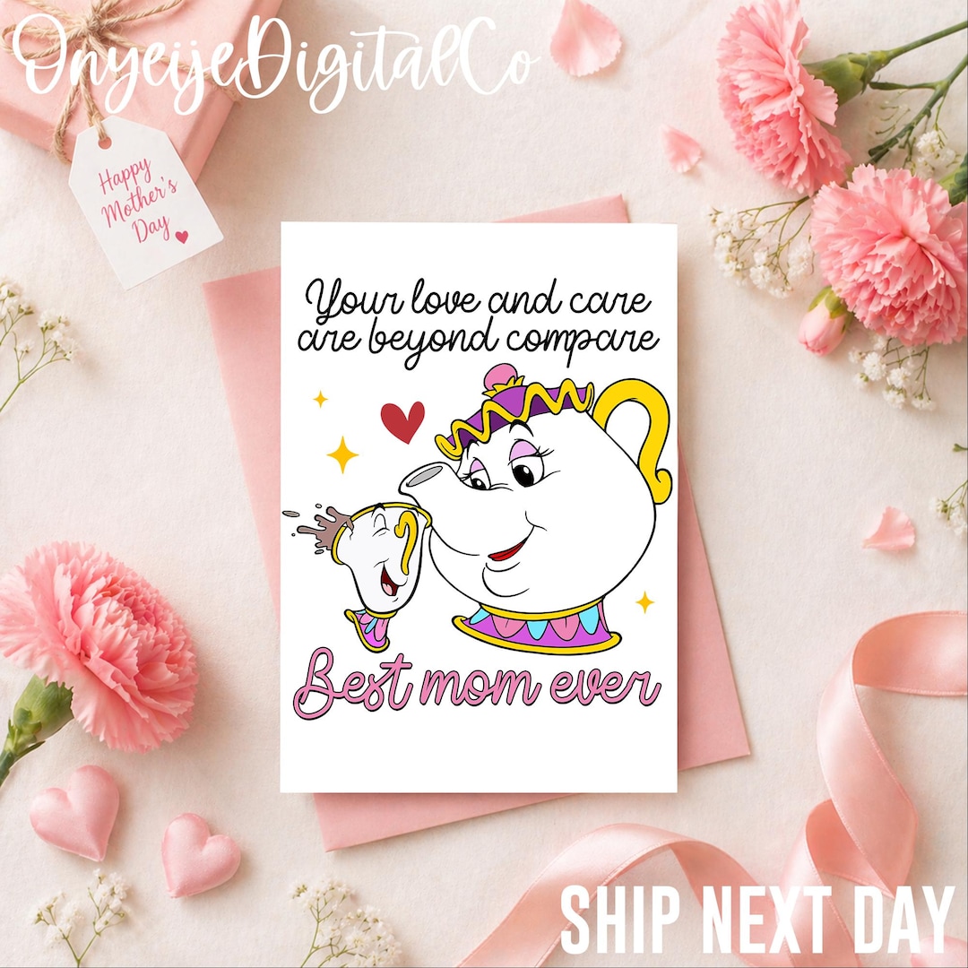 Best Mom Ever Mother’s Day Card | Chip Teacup Disney Mom Card | Love ...