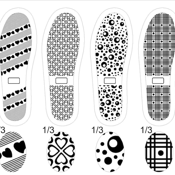 Shoe Sole Drawings - Vector drawing ready for use in cnc, Laser cutting, Embroidery, T-shirt printind and many more areas