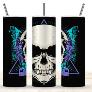 Tumbler Wrap- Flat Sublimation file for mechanical skull