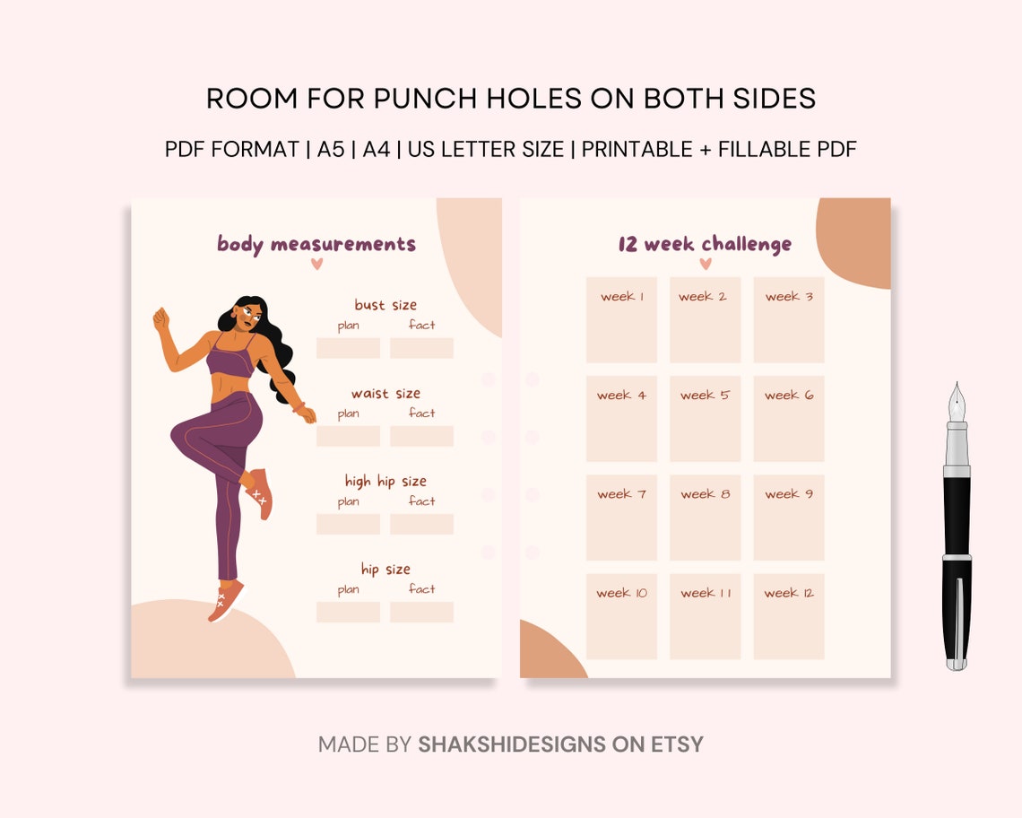 Buy Printable Minimalist Fitness Planner Weight Loss Cardio Online in ...