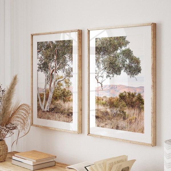 Australia Landscape print sets, Australian outback, Eucalyptus, Gumtrees, Natural trees, bush land, farmhouse, country wall art