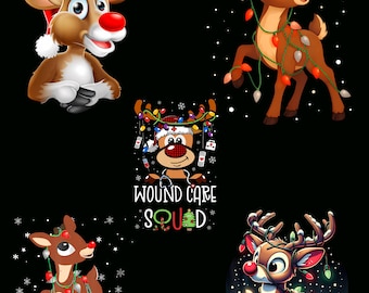 Rudolph Red Nose Reindeer PNG, lustige Santa Weihnachten Urlaub Clipart, Sublimation digitaler Download