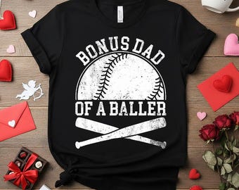 Bonus pappa till en basebollspelare-tröja, baseboll styvpappa fars dag-present, vintage baseboll bonus pappa-t-shirt, styvpappa basebollfan, matchdagskläder
