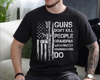 Maglietta "Nonno con nipotina", maglietta patriottica con bandiera americana, regalo divertente per il nonno