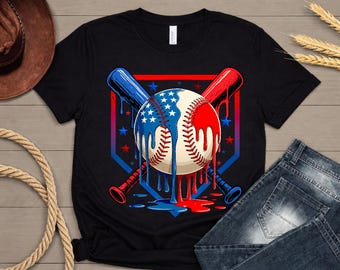 Maglietta da baseball per ragazzi, maglietta patriottica con gelato USA, giorno della partita del Giorno dell'Indipendenza