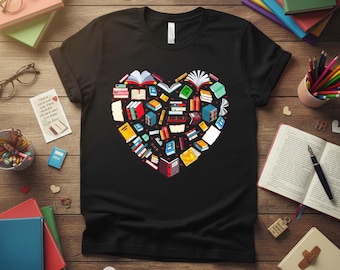 Book Lover Valentine PNG, Bookish Heart Design (Digital Download)