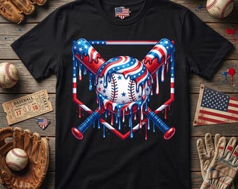 Maglietta da baseball con bandiera americana, maglietta patriottica per il 4 luglio USA