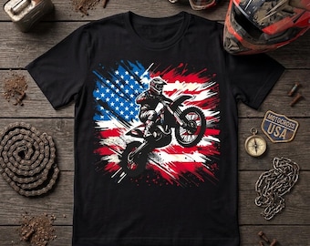 Bandiera USA per motocross da cross PNG, grafica patriottica per il Giorno dell'Indipendenza (download digitale)