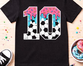 Soccer 10th Birthday Boy Shirt, Ice Cream Drip Soccer Player Tee
