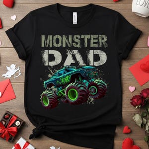 Monster Truck Dad-tröja, Monster Dad-tröja, anpassad familjematchning för födelsedag, Monster Truck-älskare, Monster Jam-födelsedagsoutfit bild 1