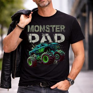 Monster Truck Dad-tröja, Monster Dad-tröja, anpassad familjematchning för födelsedag, Monster Truck-älskare, Monster Jam-födelsedagsoutfit bild 2