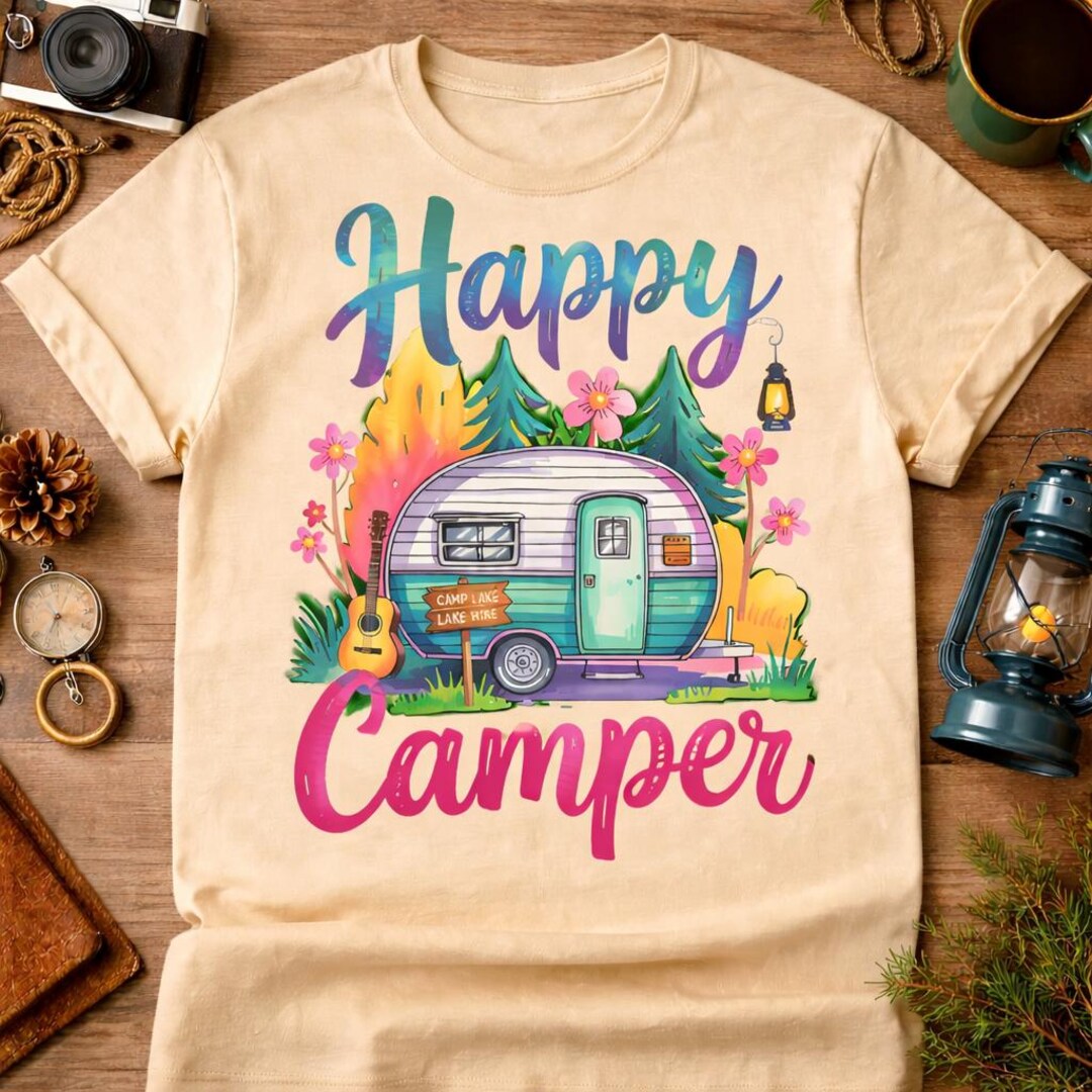 Happy Camper Shirt, Retro Floral Camping T-shirt, Boho RV Life Tee ...