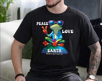 Pace Amore Terra Rana PNG, Sublimazione per la consapevolezza ambientale (Download digitale)