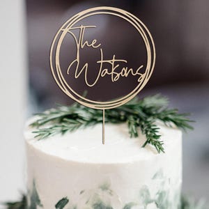 Cake topper for Wedding, Personalized cake topper, Rustic wedding cake topper, Custom names cake topper, Round cake topper