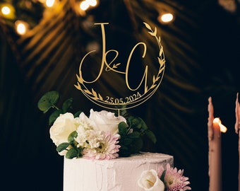 Décoration de gâteau personnalisée pour mariage couples, décoration de gâteau rustique, décoration de gâteau personnalisée, décoration de gâteau avec noms personnalisés, décoration de gâteau d'anniversaire