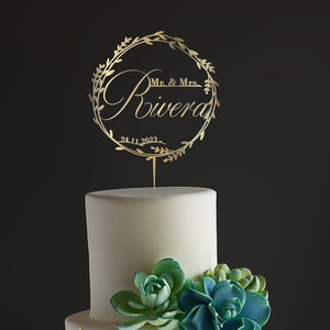 Wedding cake topper with date, Heart cake topper,  Personalized cake topper, Anniversary Cake topper,Mr and Mrs Rustic Wedding Cake Topper