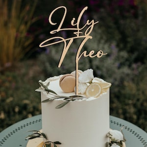 Natural Wood Cake Topper, Wedding Cake Topper, Anniversary Cake Topper, Rustic Cake Topper, Cake Topper for Wedding Couples