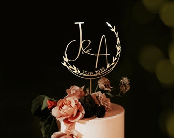 Décoration de gâteau personnalisée pour mariage couples, décoration de gâteau rustique, décoration de gâteau personnalisée, décoration de gâteau avec noms personnalisés, décoration de gâteau d'anniversaire