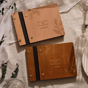 Wooden Wedding Guest Book - Personalized Laser Engraved,Wedding Decor,Perfect for Photos and Heartfelt Messages, Photo Album, Wooden Design