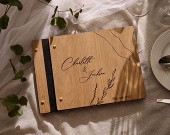 Hochzeitsgästebuch aus Holz, personalisiertes Gästebuch aus Holz Perfekt für Hochzeit, Photobooth, Fotoalbum, Boho-Hochzeitsgästebuch