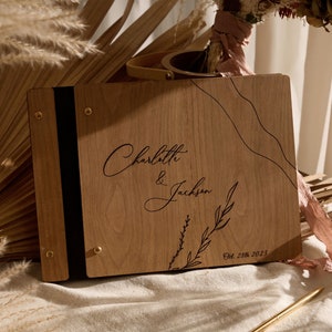 Hochzeitsgästebuch aus Holz personalisierbar mit Lasergravur, Hochzeitsdekoration, perfekt für Fotos und herzliche Nachrichten, Fotoalbum, Holzdesign Bild 8