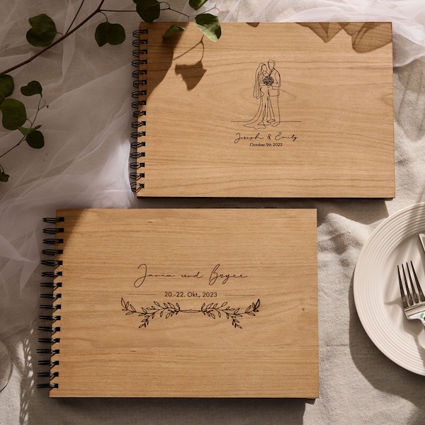 Wooden Wedding Guest Book Personalised Wedding Guest Book Wedding Photo Album Polaroid Guest Book Modern Wedding Guest Book