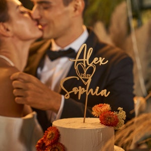 Cake Topper for Weddings,Wedding cake topper with a heart and a date, Personalized cake topper in a heart shape, Anniversary Cake toppers image 2