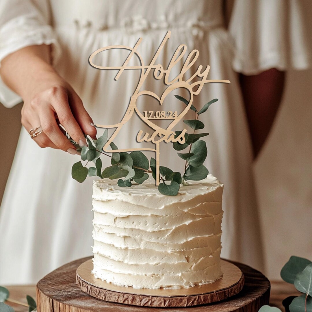 Boho Wedding Cake Topper,cake Topper for Weddings,wedding Cake Topper With a Heart and a Date