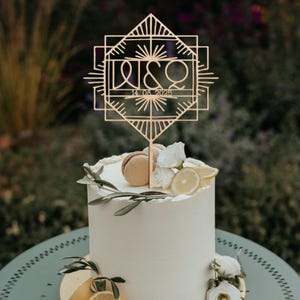 Vintage cake toppers, Initials Monogram cake topper, Wedding cake topper with date, Anniversary cake topper, Personalized cake topper