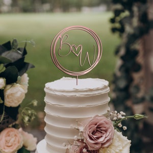 Custom names cake topper, Mr and Mrs Cake Toppers for Wedding, Wedding cake topper, Personalized cake topper in a heart shape Rose Gold