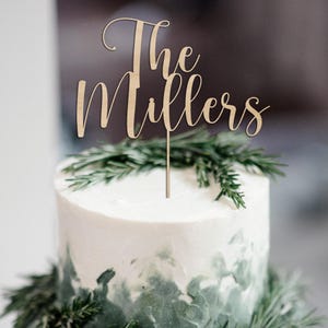 Cake Topper for Weddings, Engagement Last Name Topper, Personalized Wedding Cake Topper, Anniversary Cake Topper, Rustic Cake Topper