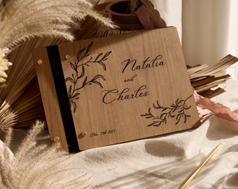 Libro degli ospiti per matrimoni Boho, decorazioni per matrimoni, design in legno, incisione laser personalizzata, perfetto per foto e messaggi sentiti, album fotografico