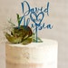 Cake Topper for Weddings,Wedding cake topper with a heart and a date, Personalized cake topper in a heart shape, Anniversary Cake toppers Blue