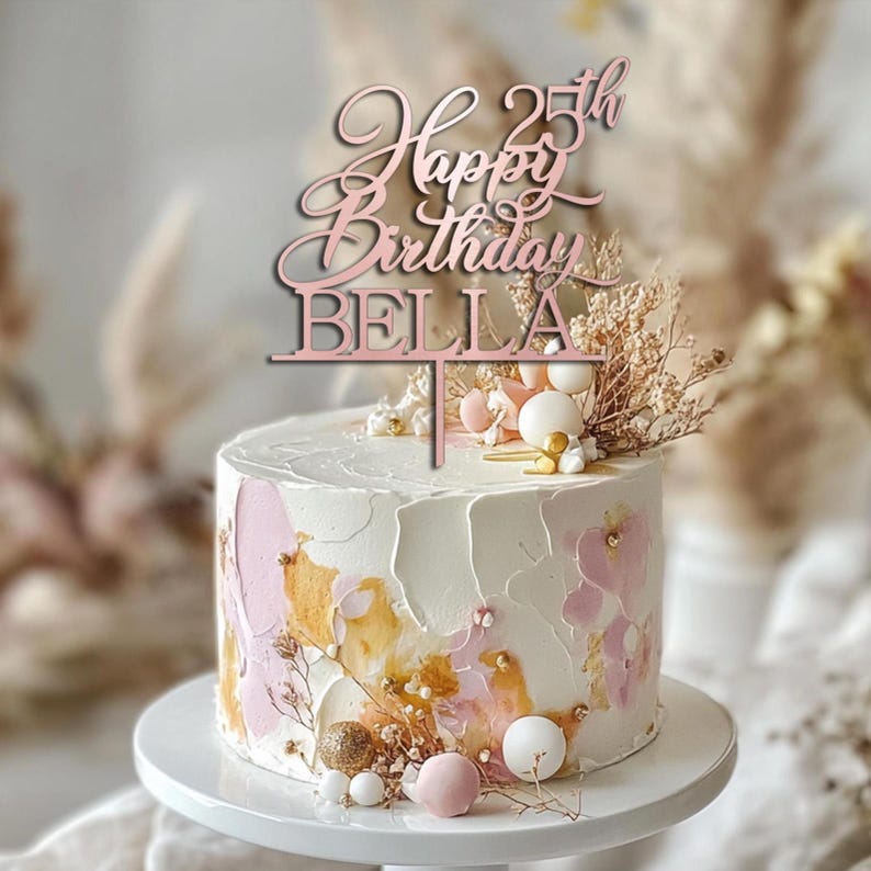 Happy Birthday Cake Topper With Name, Personalized Birthday Cake Topper ...