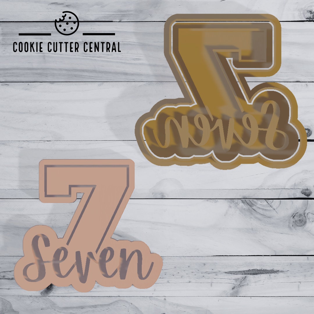 Number 7 With Cursive Number Text Cookie Cutter and Embosser - Etsy