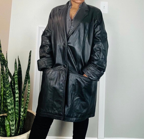 Vintage Trench Leather Coat - image 1