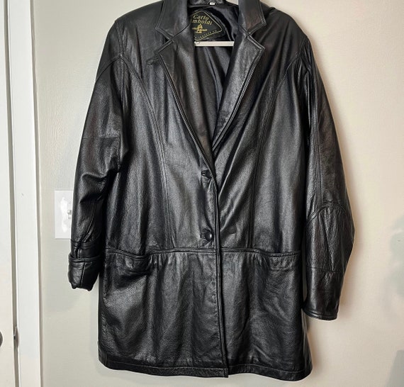 Vintage Trench Leather Coat - image 2