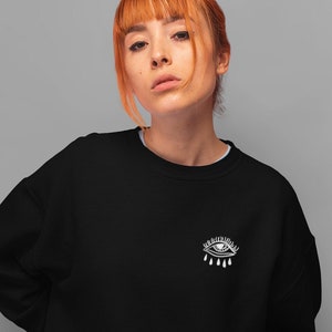 Felpa Crying Eye: streetwear minimalista, misto cotone fatto a mano